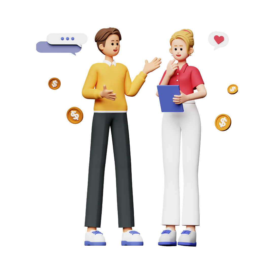 3D illustration - people discussing finances