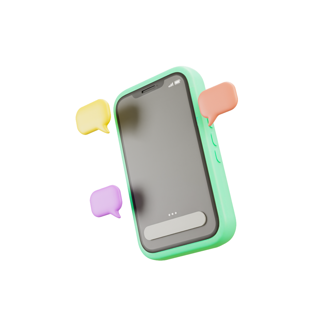 3D phone with chat bubbles